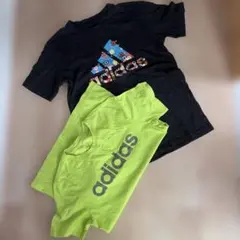 adidas キッズ Tシャツ 2枚セット　黒、ライムグリーン　160のサムネイル