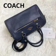 未使用級 COACH ローアン サッチェル ネイビー 2way　ミニボストン