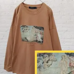 芸術 アート サンドロ 絵画 昭和レトロ ロンt y2k 長袖シャツ 薄赤茶系のサムネイル