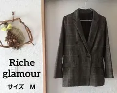 【Riche glamour】チェック柄 ダブルブレストジャケット Mサイズ