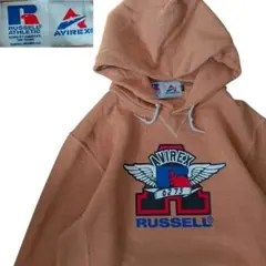 限定コラボ アヴィレックス×ラッセル 両Vガゼット パーカー テラコッタ M