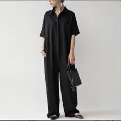 BACCA バッカ フロントジップ オールインワン ジャンプスーツ 黒34