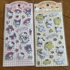 【正規品】サンリオ　マシュマロシール2種　ぷっくり　プリン　シナモン　キティ