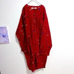 オールドネイビー　クリスマス　シャツ　シャツワンピース　赤　大きめサイズ