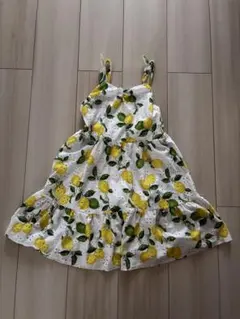 TAHARI GIRL レモン柄 ノースリーブワンピース