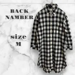 バックナンバー　チェックシャツ　7分袖　黒　白　グレー　M アメカジ　匿名配送