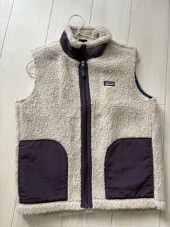 Patagonia フリースベスト XL クリーム/パープル