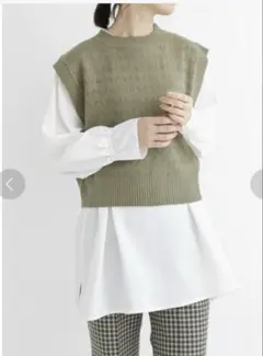 Samansa Mos2 オリーブ ニットベスト