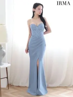 IRMA イルマ ベア ビーズ刺繍 シースルー スリット タイト キャバドレス