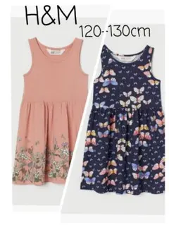 新品 H&M ワンピース 花柄 バタフライ 2枚セット