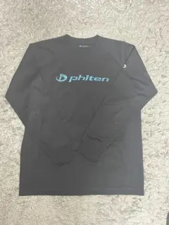 phiten 黒 長袖シャツ 水色ラメロゴ入り