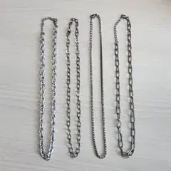 4点セットトレンドチェーンネックレス　シルバー