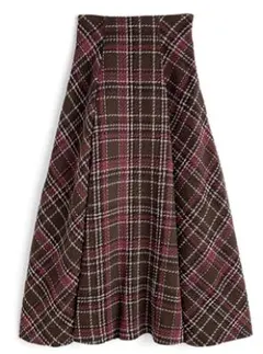 ツイードチェックロングフレアスカート