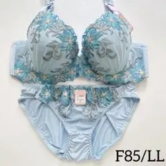 【ラス1】10626EFBU F85/LL 上下セット ブルー 花柄 刺しゅうのサムネイル