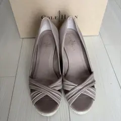 COLE HAAN ベージュ クロスストラップ ウェッジヒール約24.5