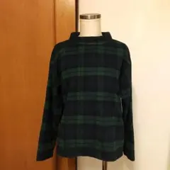 ナチュラルビューティーベーシック　ハイネックシャツ　チェック柄　М