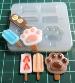 激かわ♡【アイス３種♡肉球アイス】アレンジ自由シリコンモールド　ミニチュアフード