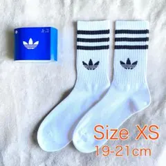 【新品】アディダス クルーソックス XS 19-21cm ホワイト×ブラック