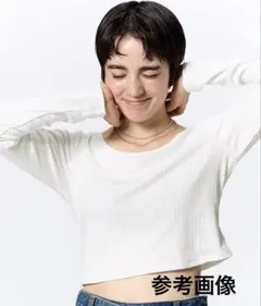 GU コットンブレンドリブクロップドワイドネック