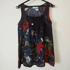 Janis Market フラワープリント ノースリーブチュニックのサムネイル
