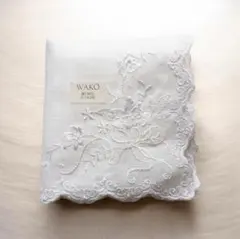WAKO ワコー 麻100%　花柄刺繍　ホワイトのサムネイル