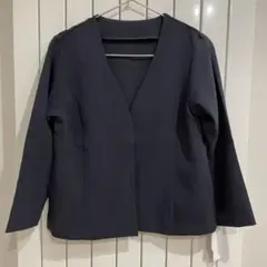 新品⭐︎ノーカラージャケット　ネイビー　ニッセンプチサイズ