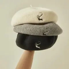 BONNE cat刺繍入りベレー帽