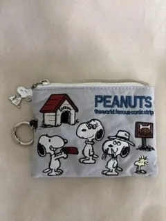 【新品】スヌーピー PEANUTSリール付き キーケース グレー 仲間たちグレー