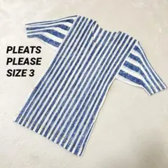 美品✨PLEATS PLEASE プリーツ　デニム柄　半袖　Lサイズ