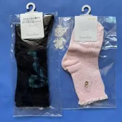 新品・タグ付き　ファミリア　ハイソックス　ファミリアチェック　ピンク　刺繍