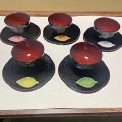 【未使用品】桂由美 和食器 ５客セット お椀大 多用盆 小皿