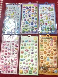 海外購入 ぷくぷく3Dシール 6点セット まとめ売り