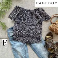 PAGEBOYページボーイ　ペイズリーオフショルノースリーブトップス　Fレーヨン