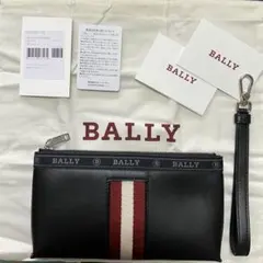 BALLY ブラックレザー 長財布 フォンウォレット