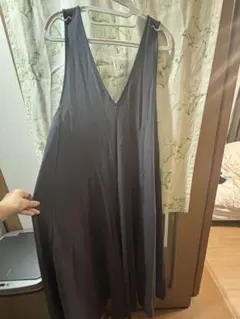 未使用級✨ANAYI リネン調オックスV オールインワン ブラック36 24SS