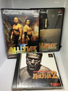 プロレスゲームソフト3本セット プレステ、プレステ2ゲームソフト