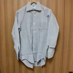 フレンチカフス　ダブルカフス　ワイシャツ　長袖　カフスボタン式　ストライプ　L