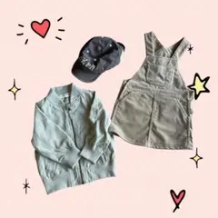 ベビー服セット（アウター・オーバーオール・キャップ）　90