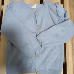 H&M ドット　フリルカーディガン　水色