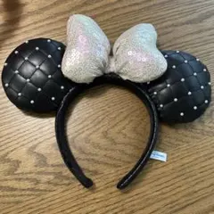 ミニーマウス風カチューシャ ブラック・シルバー