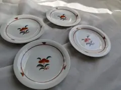 陶寿窯　古赤絵 小皿 4枚組　 取り皿 12cm 和食器　豆皿　和皿