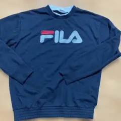 FILA☆刺繍ロゴスウェット☆レイヤード風☆フリーサイズ☆黒☆即購入可☆訳あり