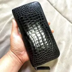 最高峰！　JRA認証　東京クロコダイル　ポロサス　マットブラック　長財布のサムネイル