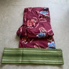 【破格　早い者勝ち】浴衣セット　エンジ色　帯付き