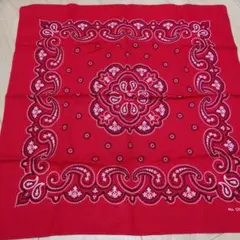 赤 ペイズリー柄 バンダナ