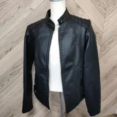 レディース革ジャン風ジャケット　Ｍ