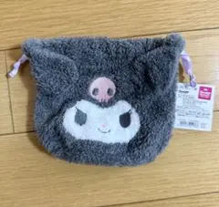 新品 サンリオ Kuromi 巾着 耳付きふわふわポーチ クロミ