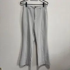 GU カットソーカラーフレアスラックス ウエストゴム　ライトグレー　L