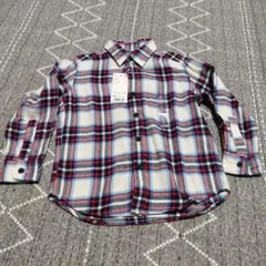 キッズ　ユニクロ　男の子　トップス　フランネル　チェック　長袖シャツ