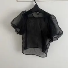 louere ボリュームパフスリーブシアーブラウス